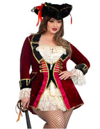 Disfraz de pirata sexy burdeos para mujer de talla grande