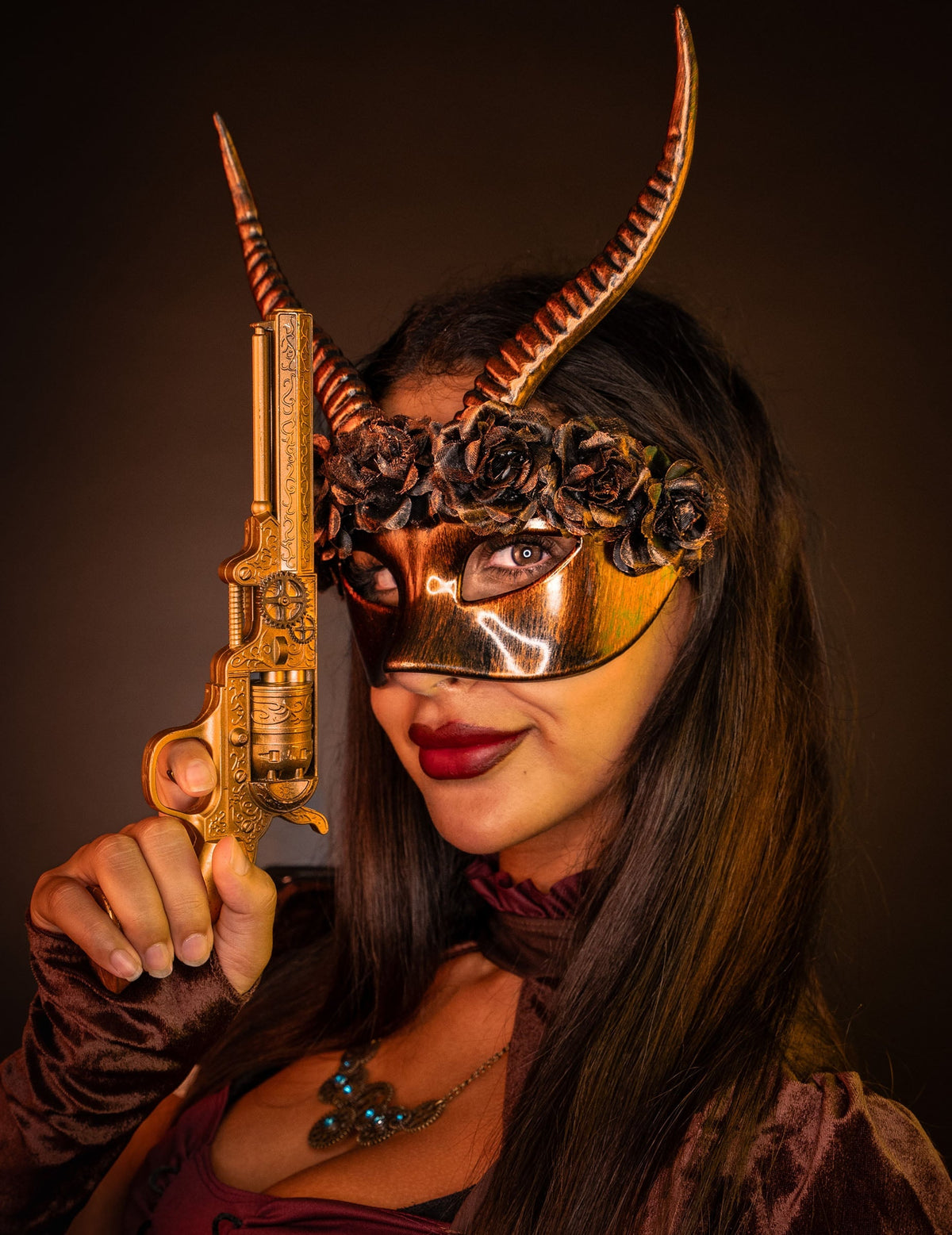 Media máscara sexy Steampunk - adulto