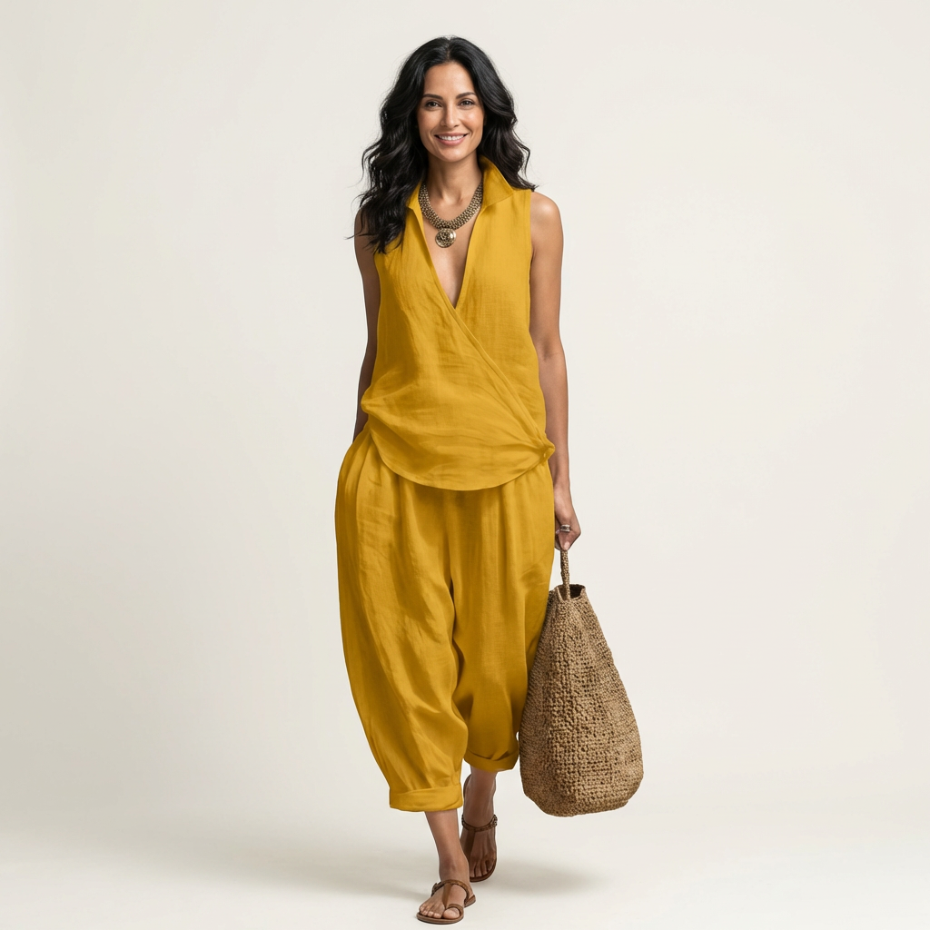 Sol | Conjunto de top cruzado y pantalón ancho