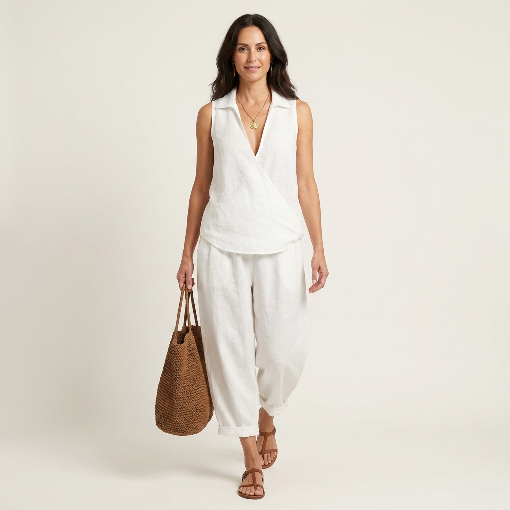 Sol | Conjunto de top cruzado y pantalón ancho