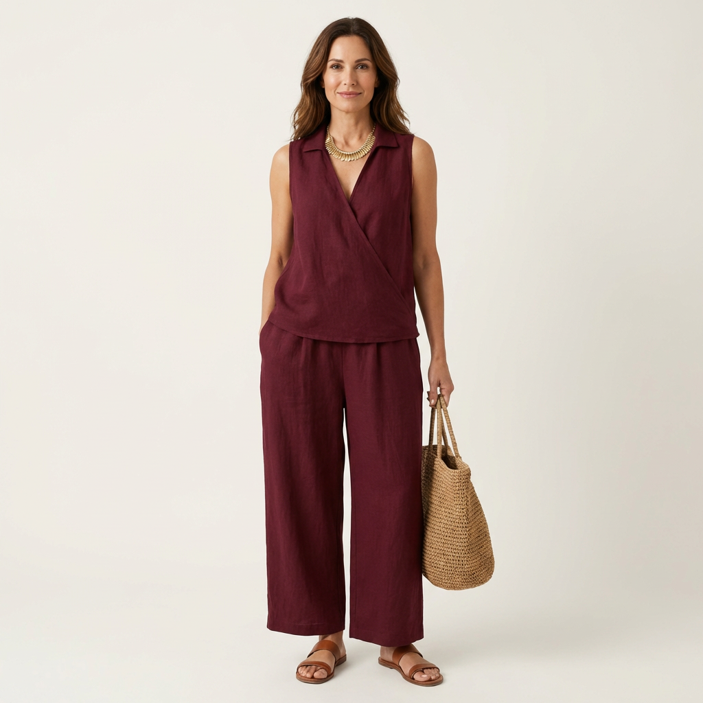 Sol | Conjunto de top cruzado y pantalón ancho