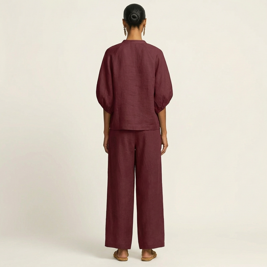 Marta | Conjunto con mangas abullonadas y cremallera delantera