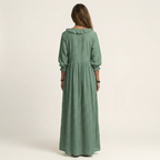 Jordina | Vestido largo a rayas con volantes y mangas acampanadas