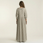 Jordina | Vestido largo a rayas con volantes y mangas acampanadas