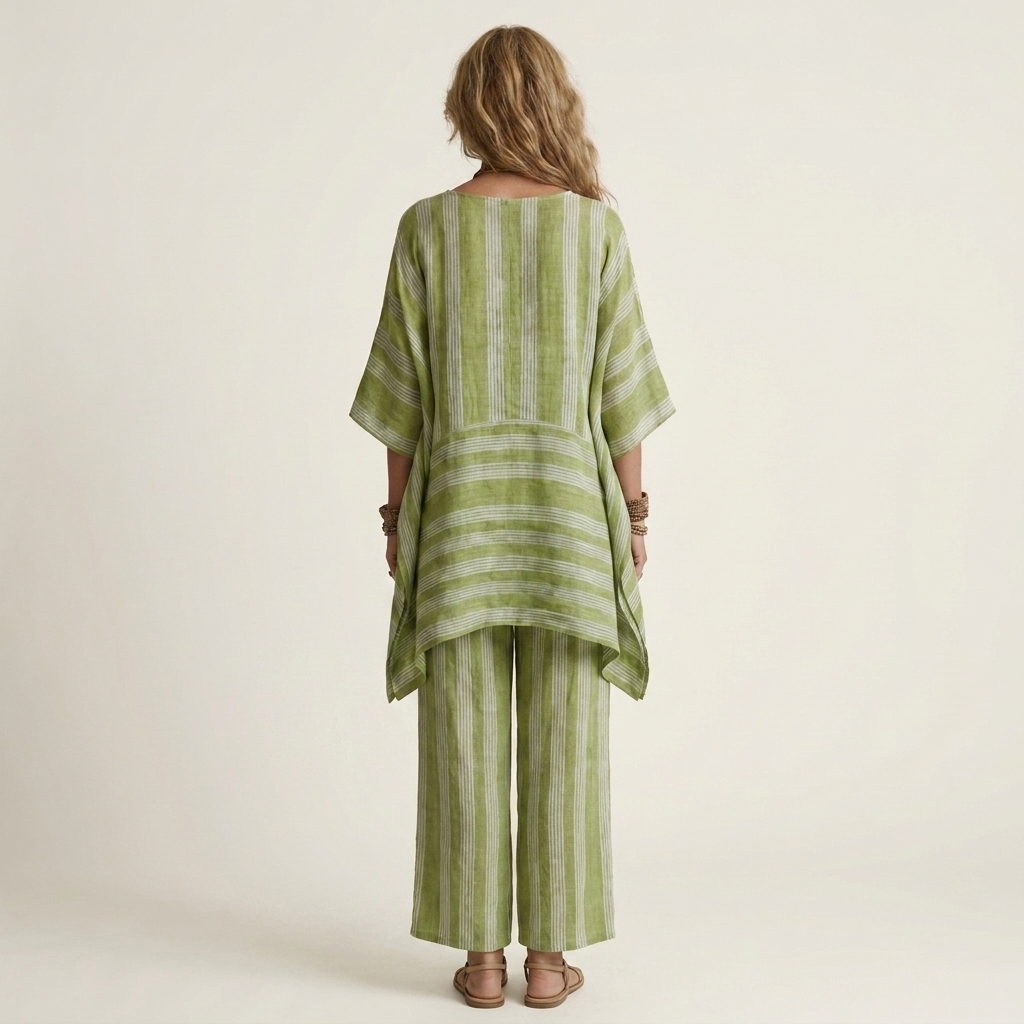 Clara | Conjunto de dos piezas a rayas de algodón y lino