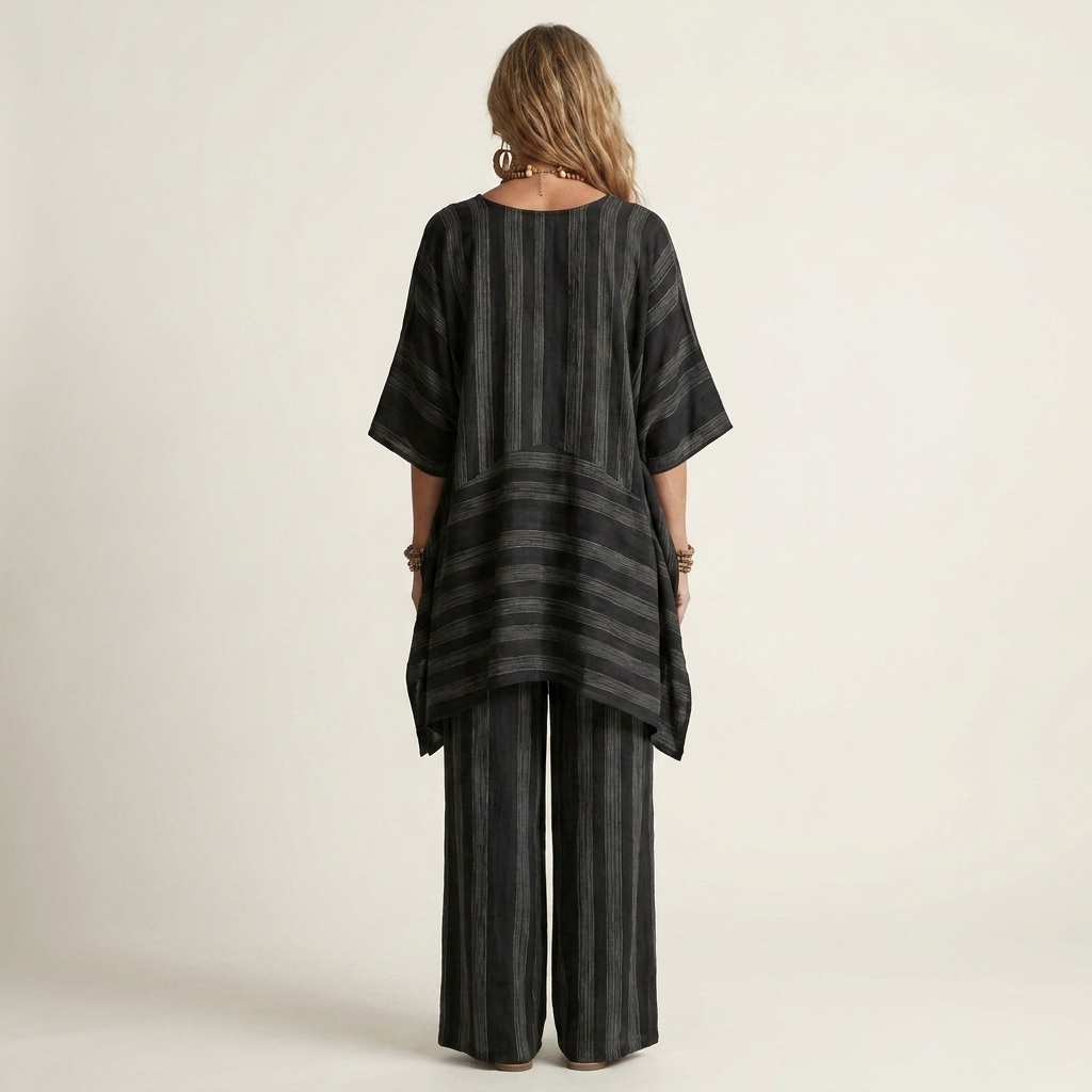 Clara | Conjunto de dos piezas a rayas de algodón y lino