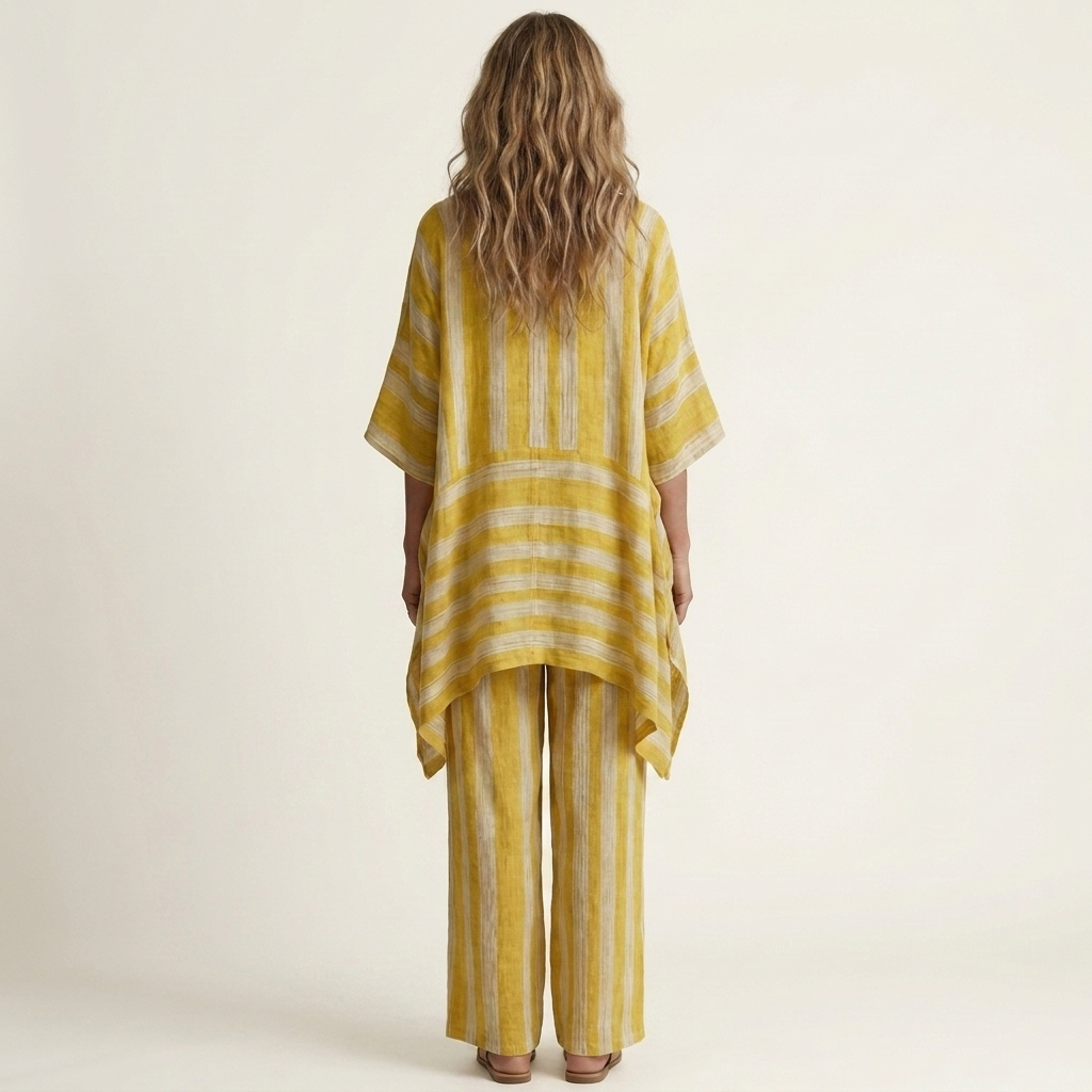 Clara | Conjunto de dos piezas a rayas de algodón y lino