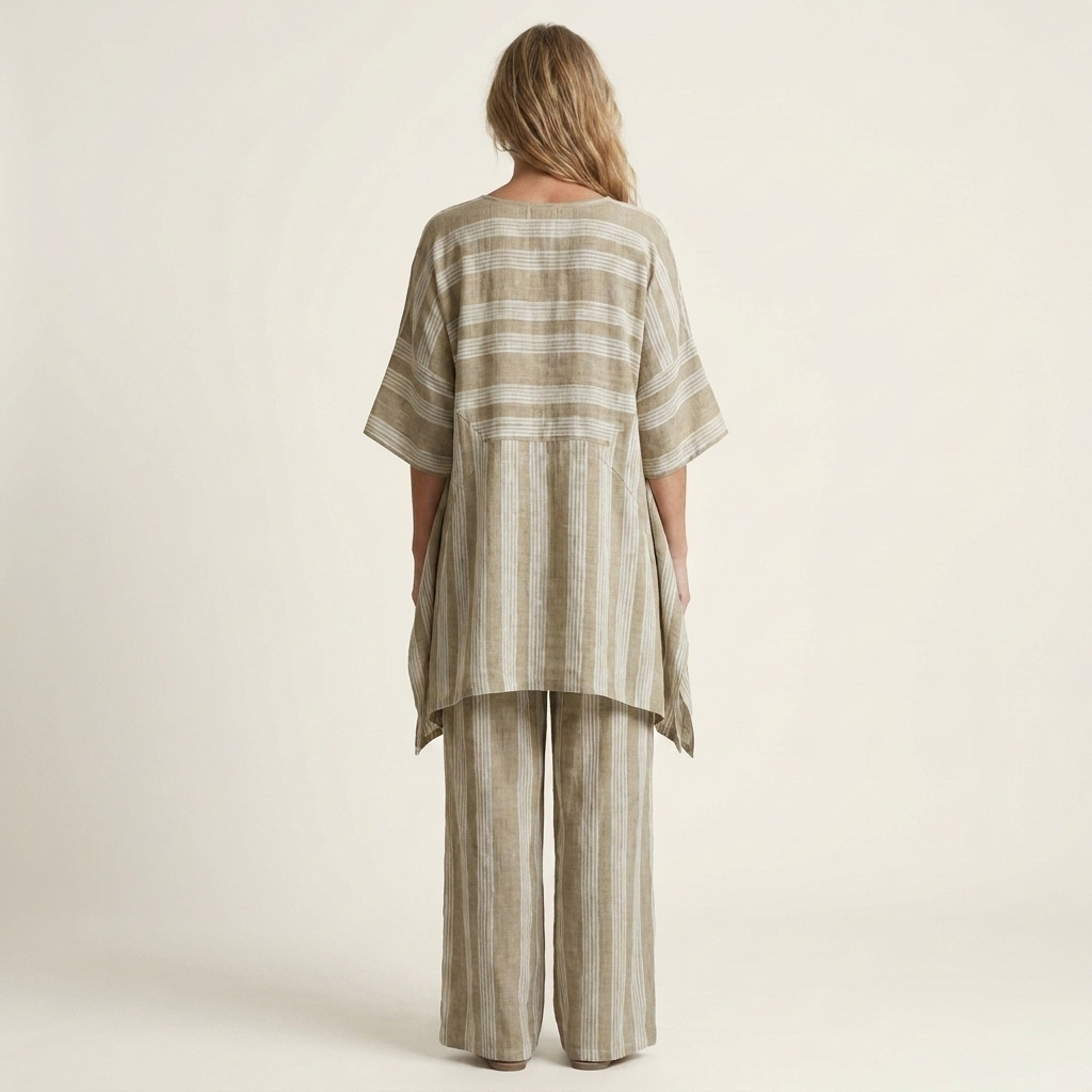 Clara | Conjunto de dos piezas a rayas de algodón y lino