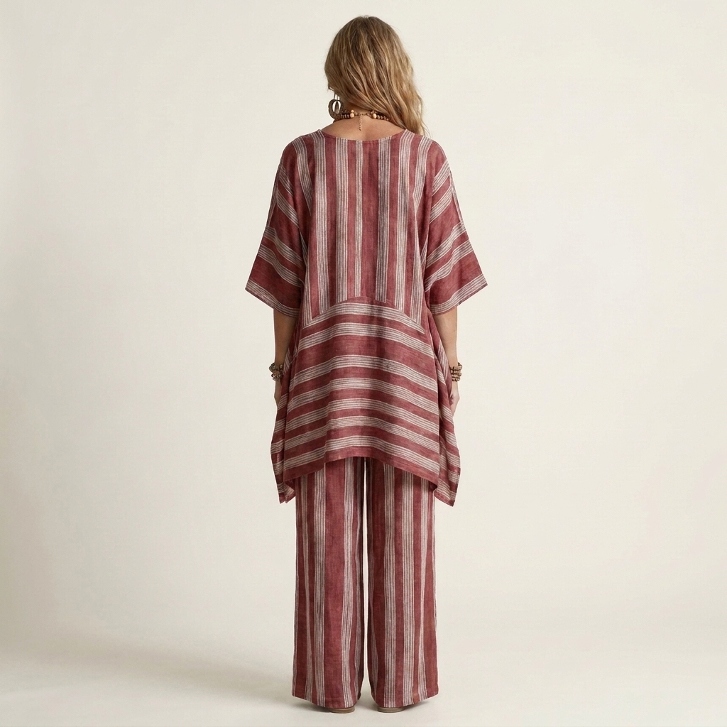 Clara | Conjunto de dos piezas a rayas de algodón y lino
