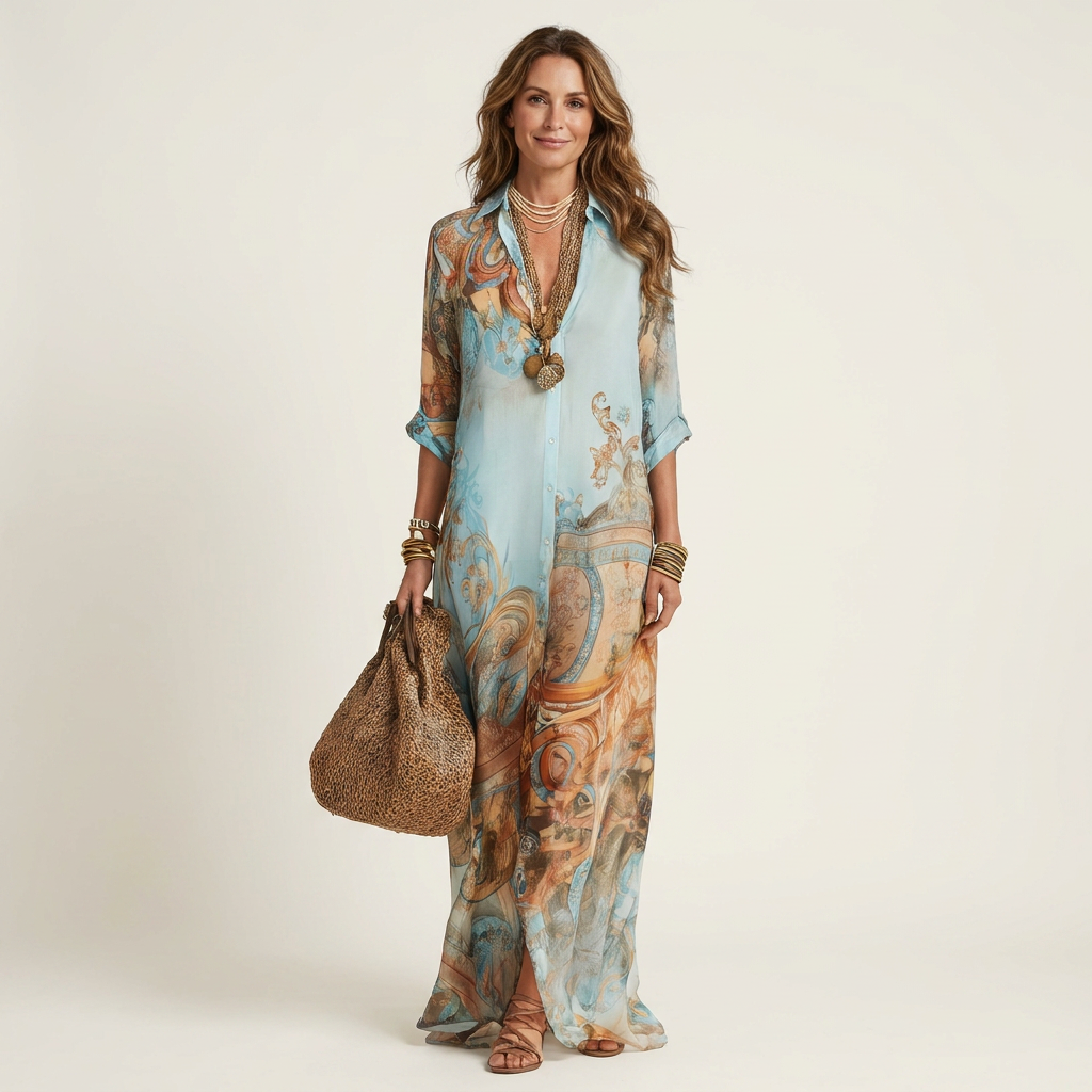 Auria | Vestido camisero largo de seda