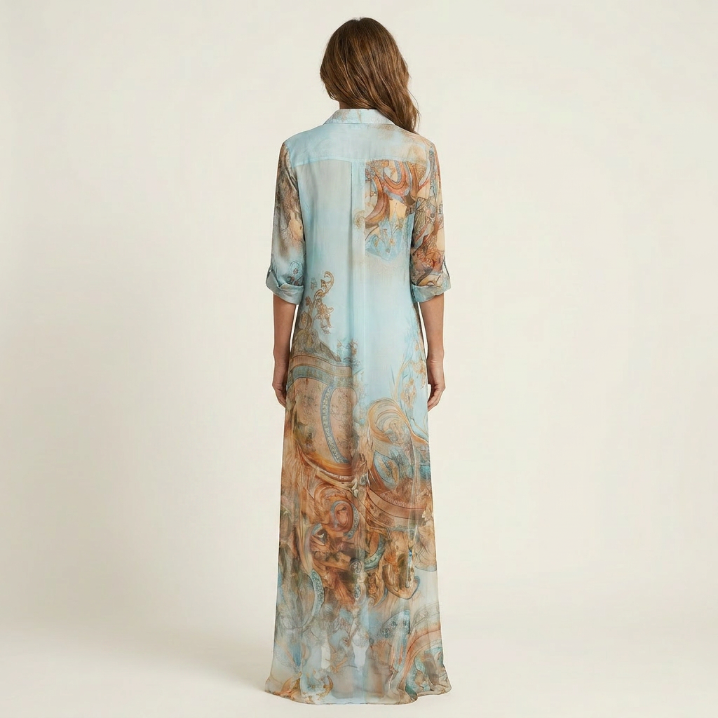 Auria | Vestido camisero largo de seda