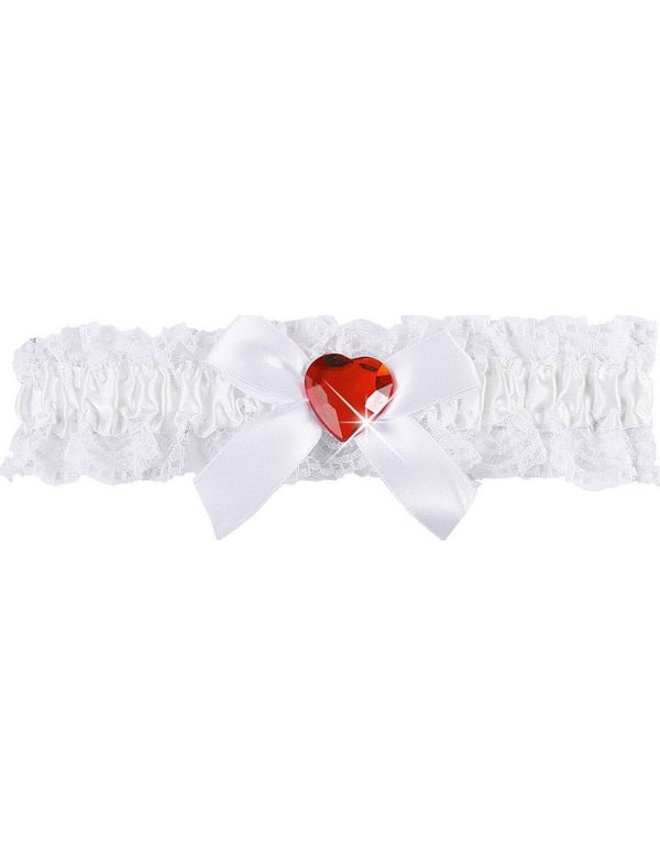 Liga sexy encaje blanco corazón rojo mujer